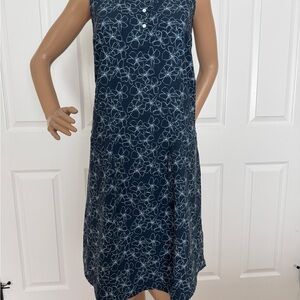 Golf Dress Floral Sleeveless Navy